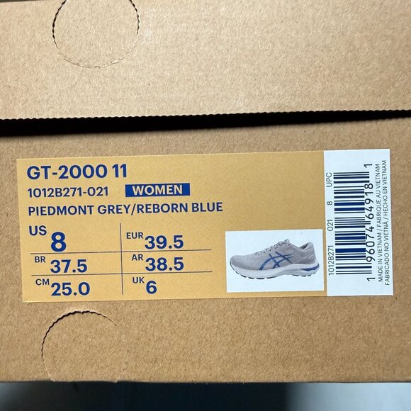 Asics Women's GT 2000 11 Shoes in Piedmont Grey/Reborn Blue Size 8 - Picture 11 of 12